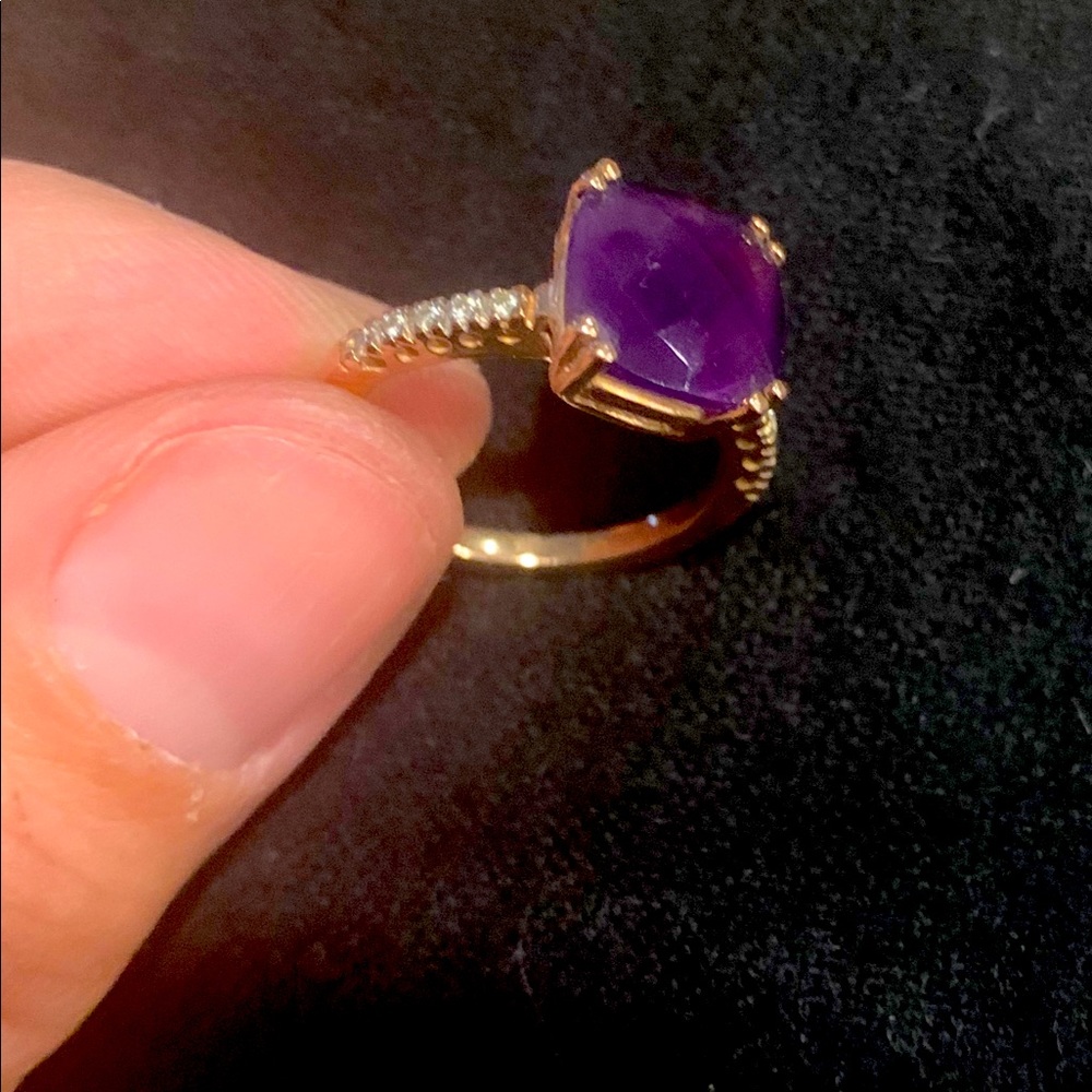 Rose gold/purple stone/side diamonds